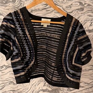 Elevenses Black and Gray Striped Crop Top